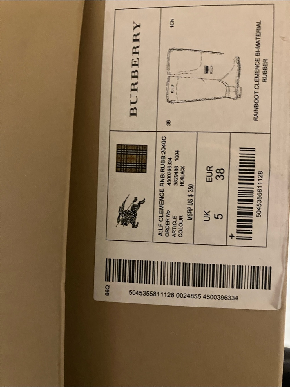 Burberry Black & Beige Classic Check Tall Rain Boots - Picture 13 of 14
